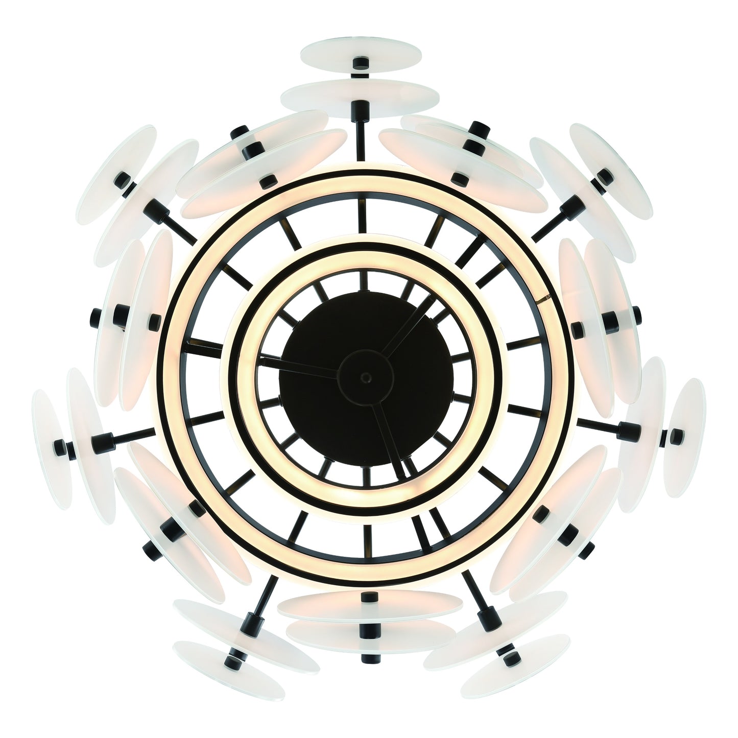 Eurofase Lighting Nuvola 24" 2-Light Integrated LED White Glass Shade Matte Black Chandelier