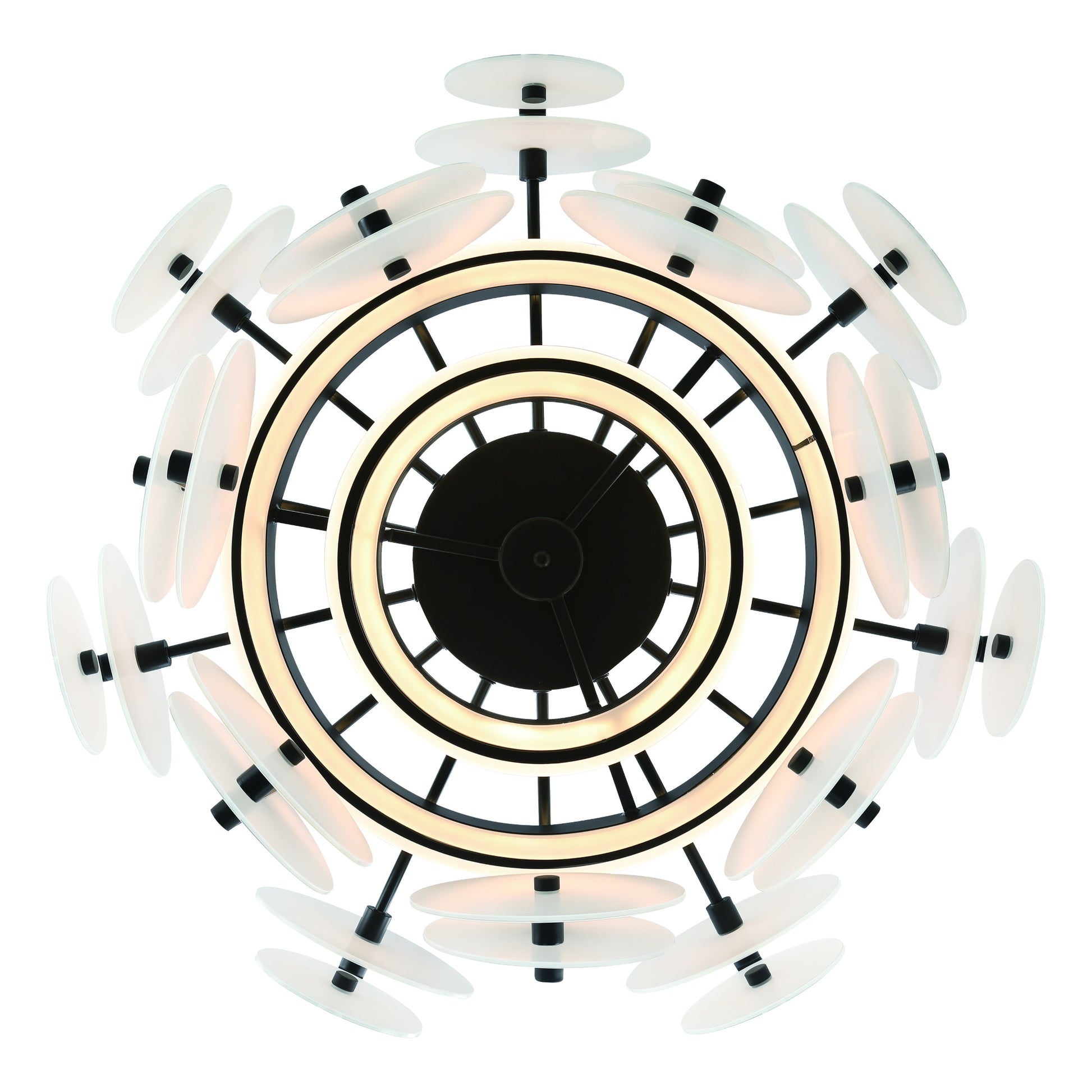 Eurofase Lighting Nuvola 24" 2-Light Integrated LED White Glass Shade Matte Black Chandelier