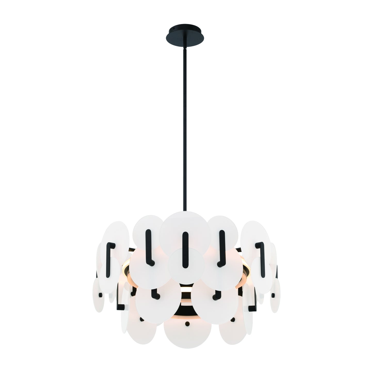 Eurofase Lighting Nuvola 24" 2-Light Integrated LED White Glass Shade Matte Black Chandelier