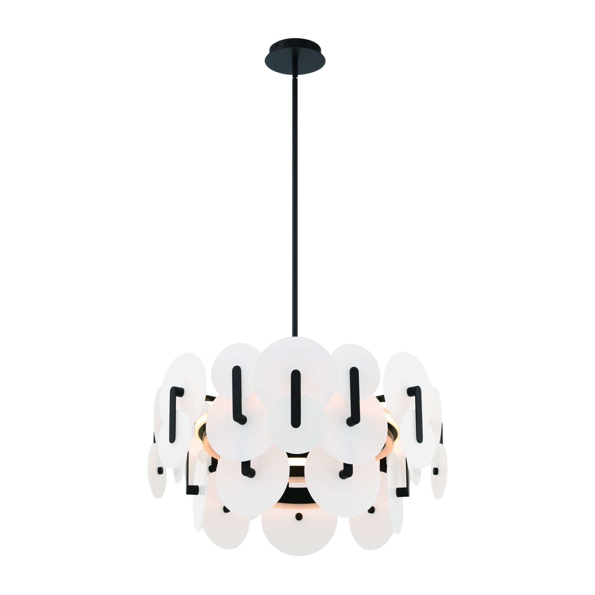 Eurofase Lighting Nuvola 24" 2-Light Integrated LED White Glass Shade Matte Black Chandelier