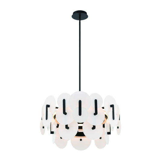 Eurofase Lighting Nuvola 24" 2-Light Integrated LED White Glass Shade Matte Black Chandelier