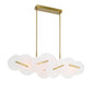 Eurofase Lighting Nuvola 56" 1-Light Integrated LED White Glass Shade Gold Linear Chandelier