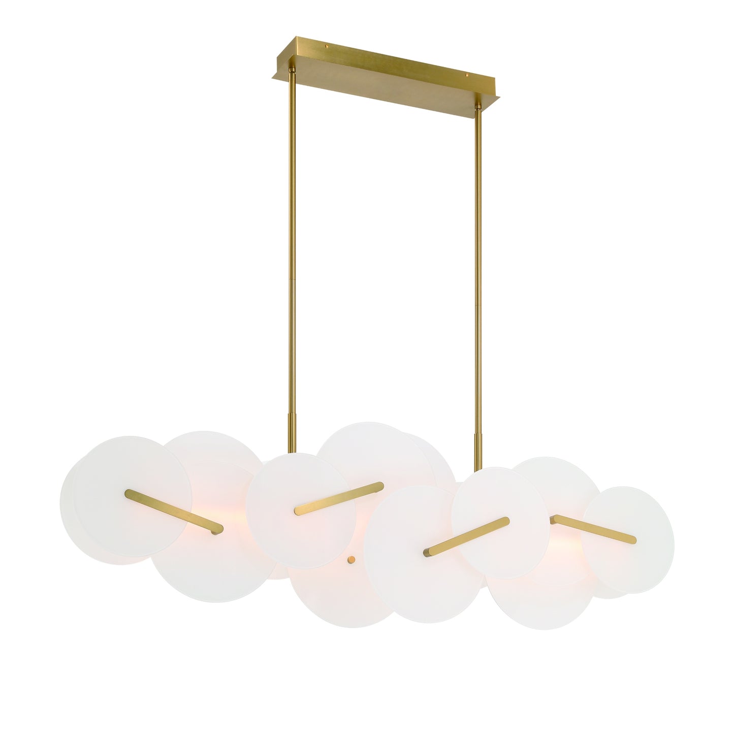 Eurofase Lighting Nuvola 56" 1-Light Integrated LED White Glass Shade Gold Linear Chandelier