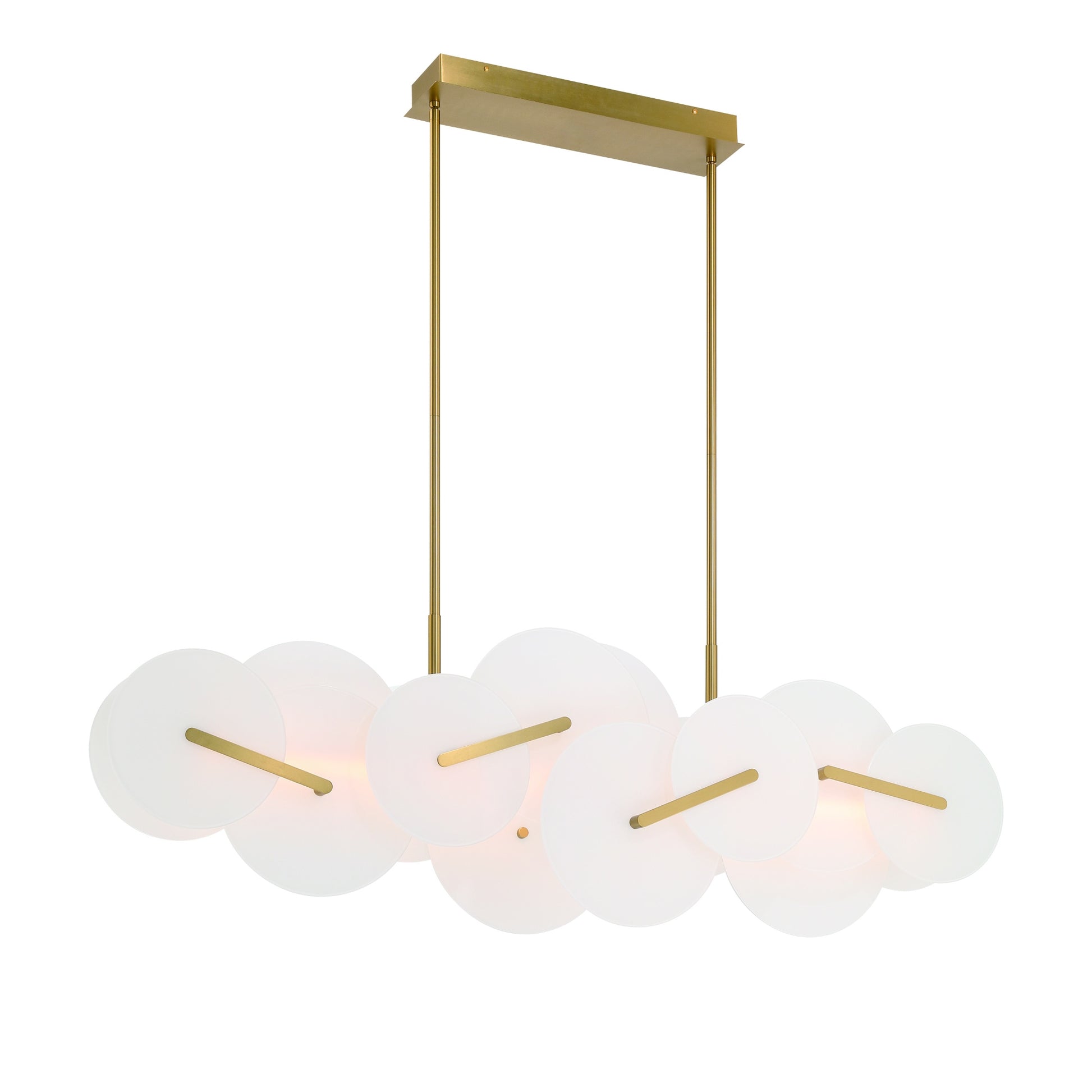 Eurofase Lighting Nuvola 56" 1-Light Integrated LED White Glass Shade Gold Linear Chandelier