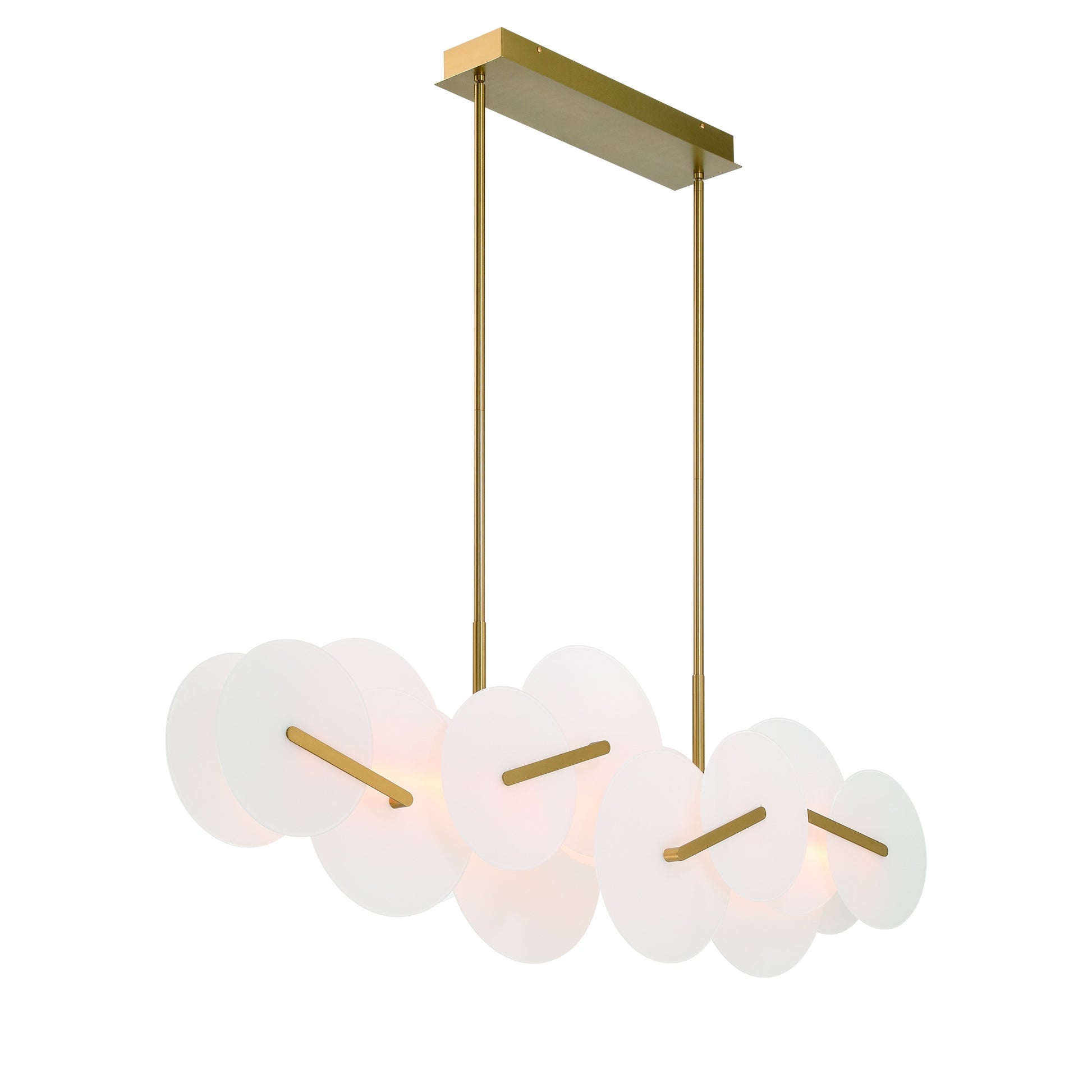 Eurofase Lighting Nuvola 56" 1-Light Integrated LED White Glass Shade Gold Linear Chandelier