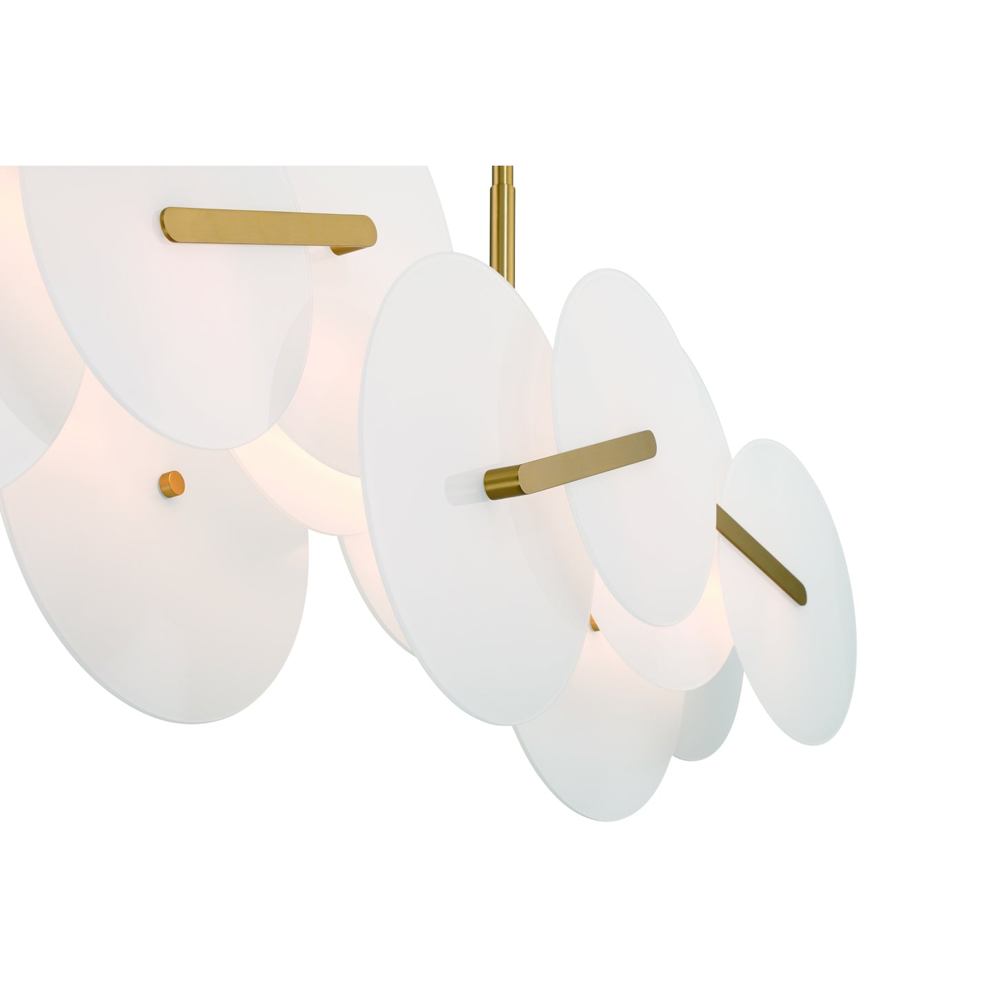 Eurofase Lighting Nuvola 56" 1-Light Integrated LED White Glass Shade Gold Linear Chandelier
