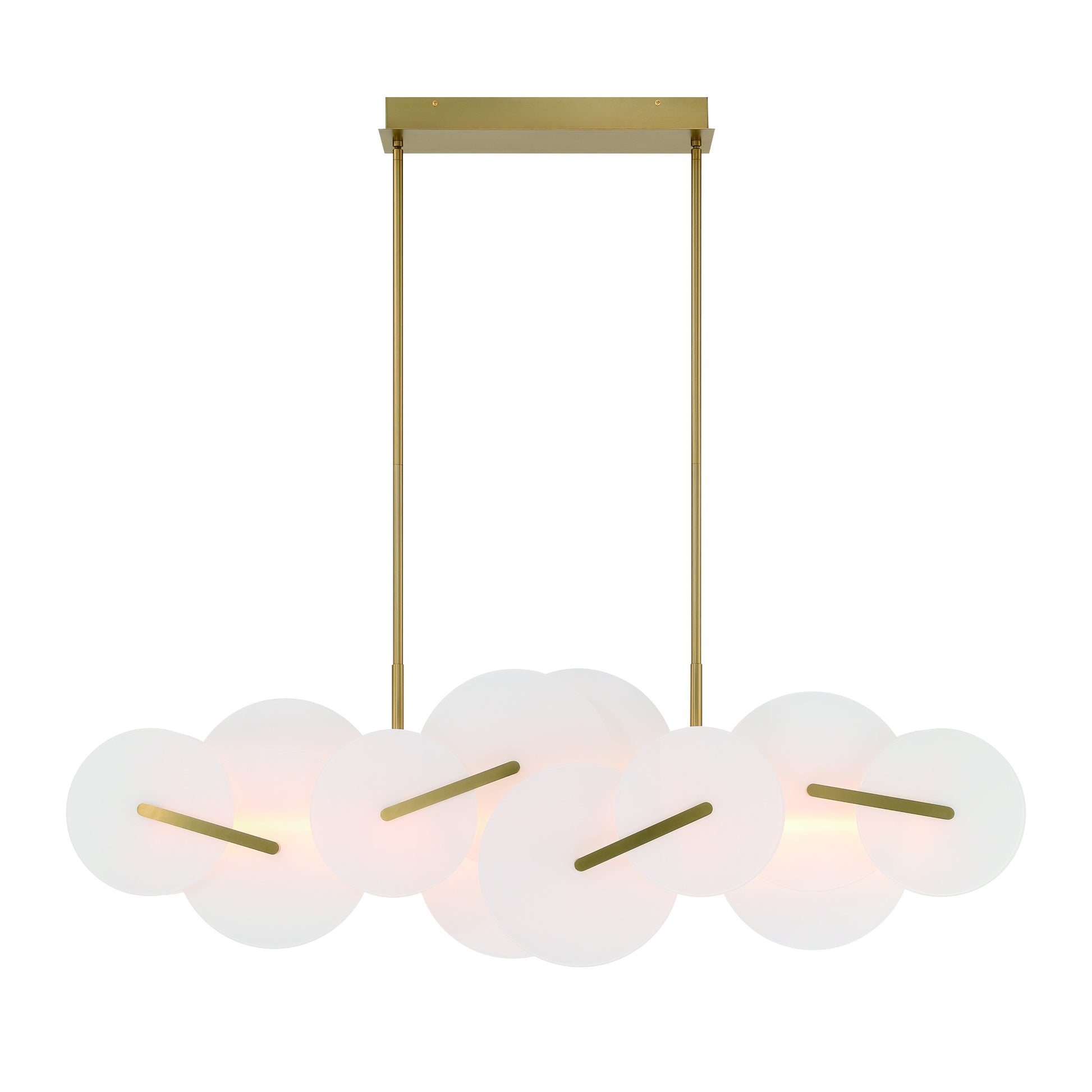 Eurofase Lighting Nuvola 56" 1-Light Integrated LED White Glass Shade Gold Linear Chandelier