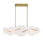 Eurofase Lighting Nuvola 56" 1-Light Integrated LED White Glass Shade Gold Linear Chandelier