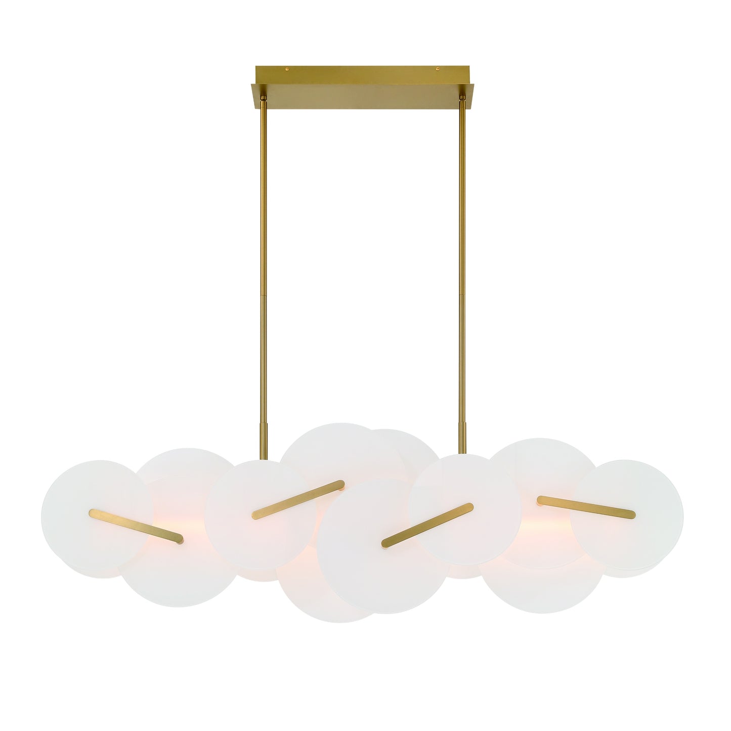 Eurofase Lighting Nuvola 56" 1-Light Integrated LED White Glass Shade Gold Linear Chandelier