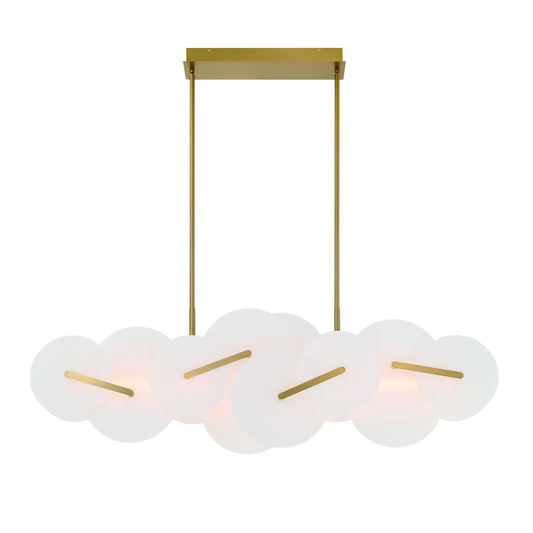 Eurofase Lighting Nuvola 56" 1-Light Integrated LED White Glass Shade Gold Linear Chandelier