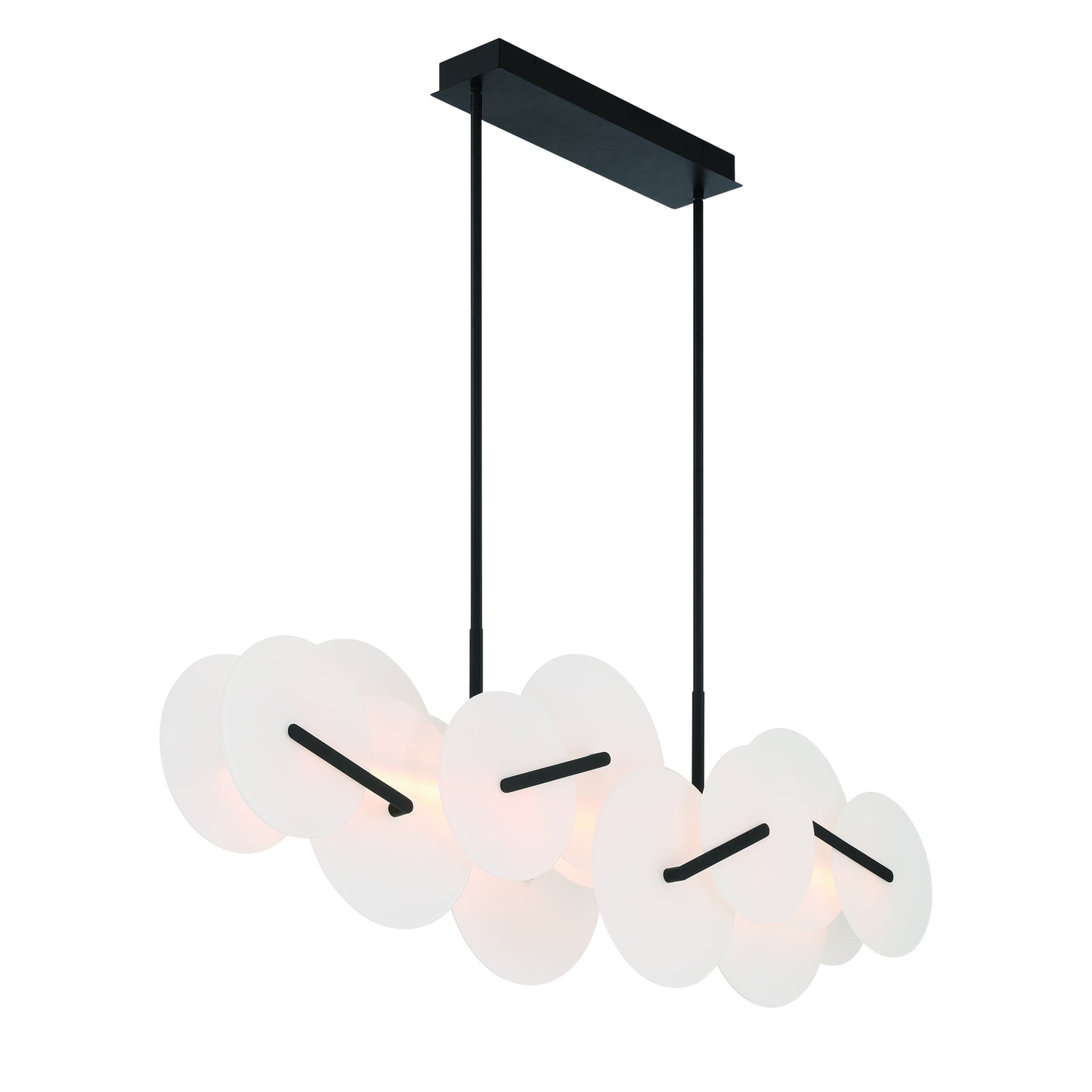 Eurofase Lighting Nuvola 56" 1-Light Integrated LED White Glass Shade Matte Black Linear Chandelier