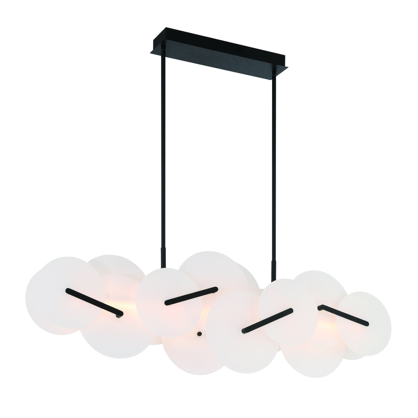 Eurofase Lighting Nuvola 56" 1-Light Integrated LED White Glass Shade Matte Black Linear Chandelier