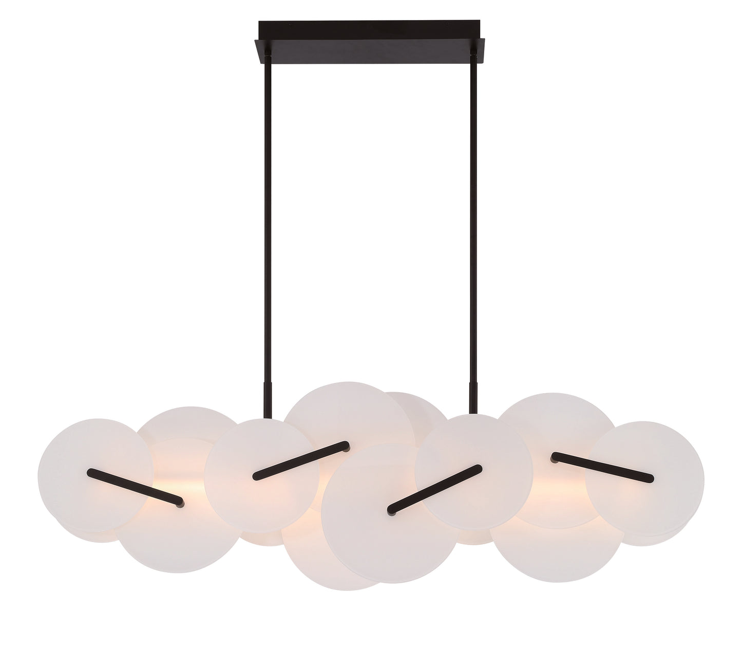 Eurofase Lighting Nuvola 56" 1-Light Integrated LED White Glass Shade Matte Black Linear Chandelier