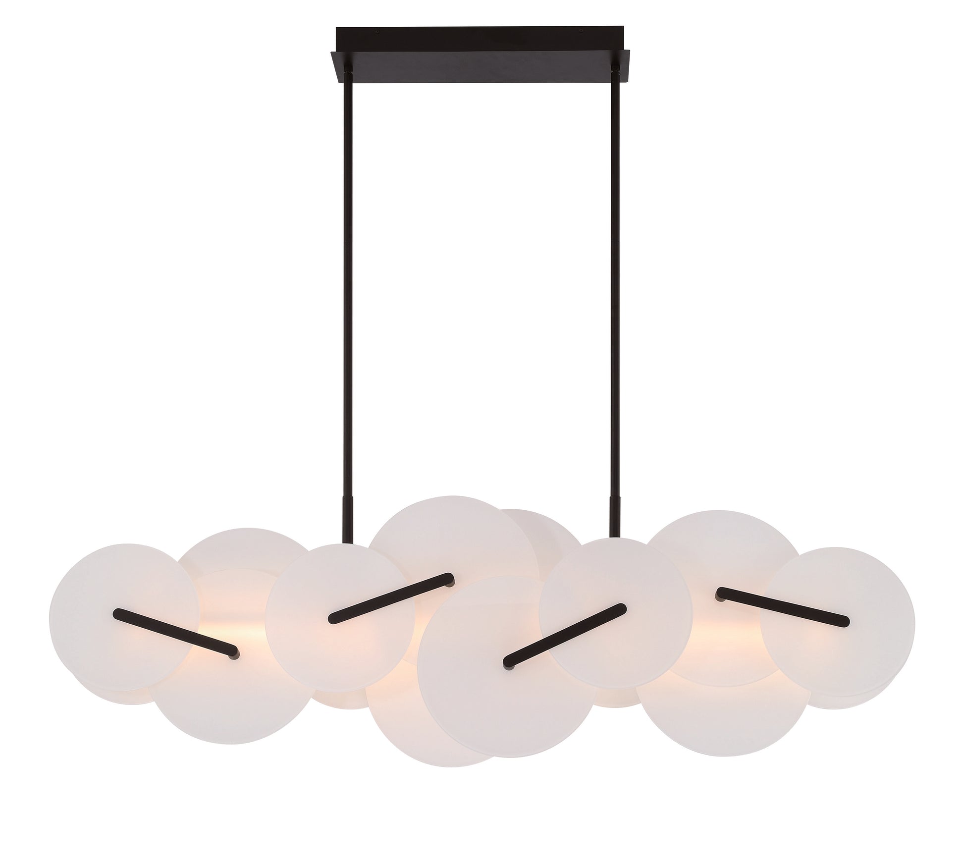 Eurofase Lighting Nuvola 56" 1-Light Integrated LED White Glass Shade Matte Black Linear Chandelier