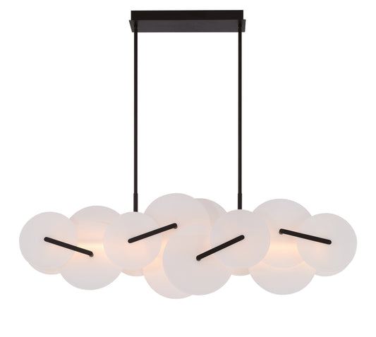Eurofase Lighting Nuvola 56" 1-Light Integrated LED White Glass Shade Matte Black Linear Chandelier