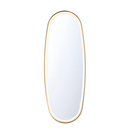 Eurofase Lighting Obon 18" x 47" Edge-Lit Integrated LED Oval Mirror With Gold Aluminum Frame
