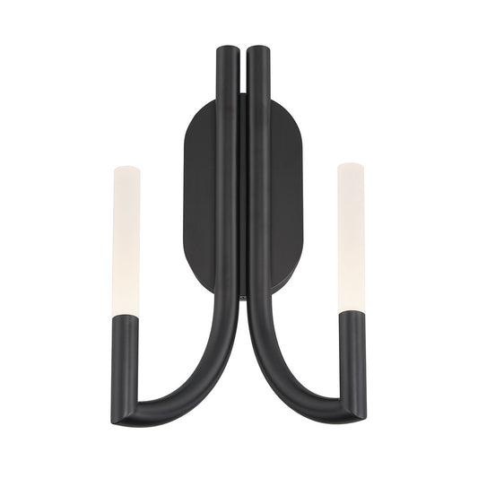 Eurofase Lighting Olette 17" 2-Light Integrated LED Acrylic Shade Matte Black Steel Wall Sconce