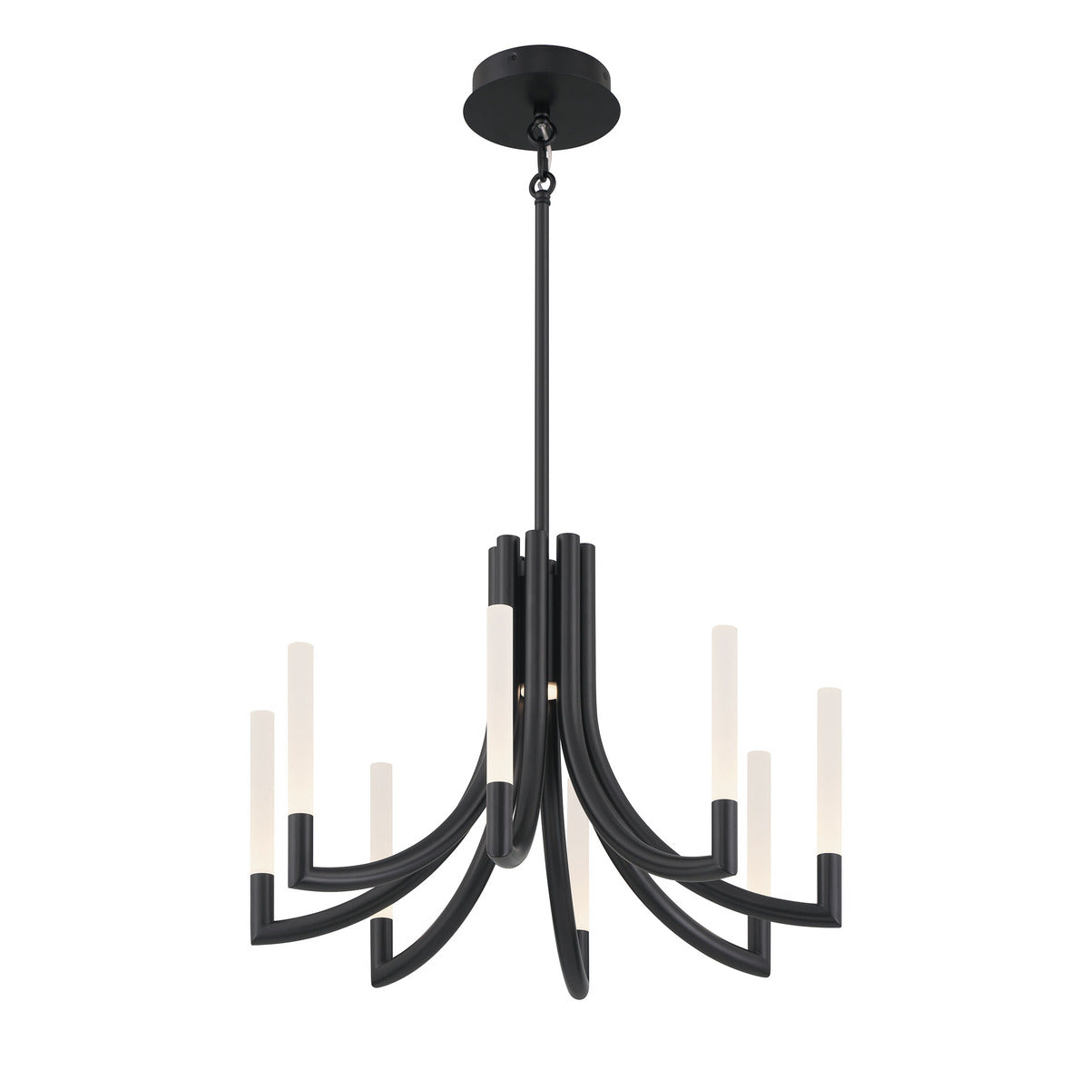 Eurofase Lighting Olette 24" 8-Light Integrated LED Acrylic Shade Matte Black Steel Chandelier