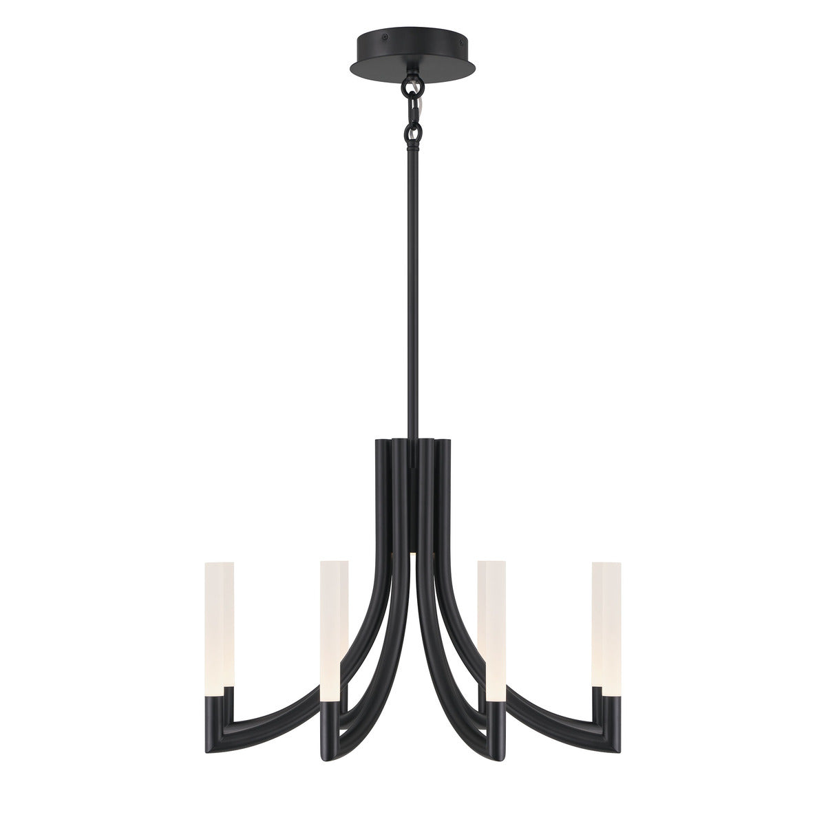 Eurofase Lighting Olette 24" 8-Light Integrated LED Acrylic Shade Matte Black Steel Chandelier