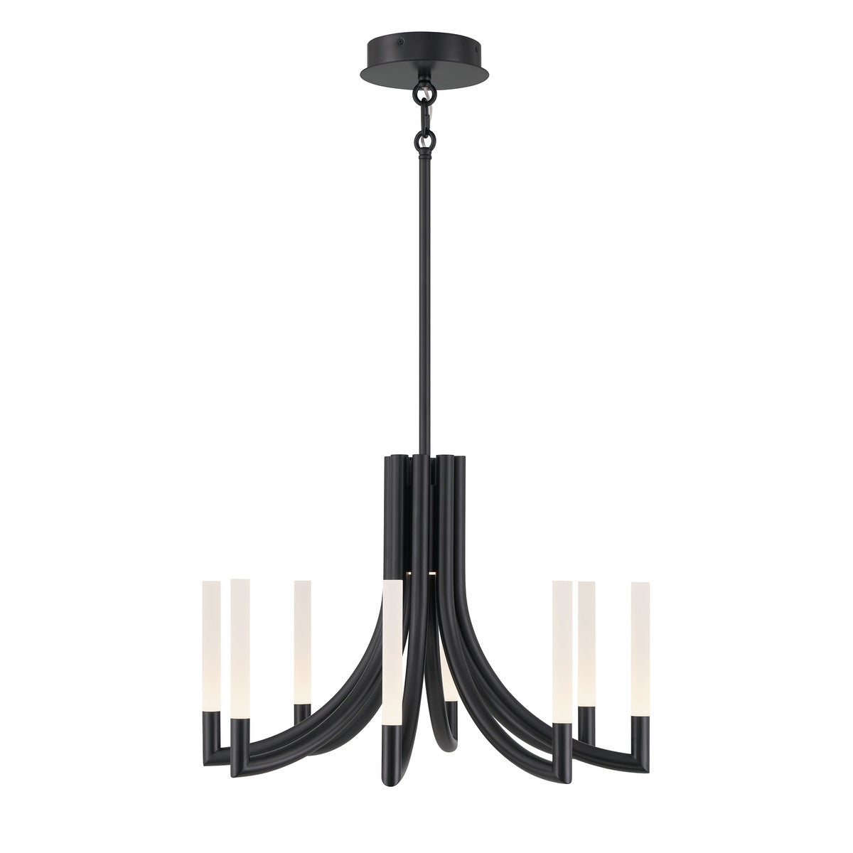 Eurofase Lighting Olette 24" 8-Light Integrated LED Acrylic Shade Matte Black Steel Chandelier