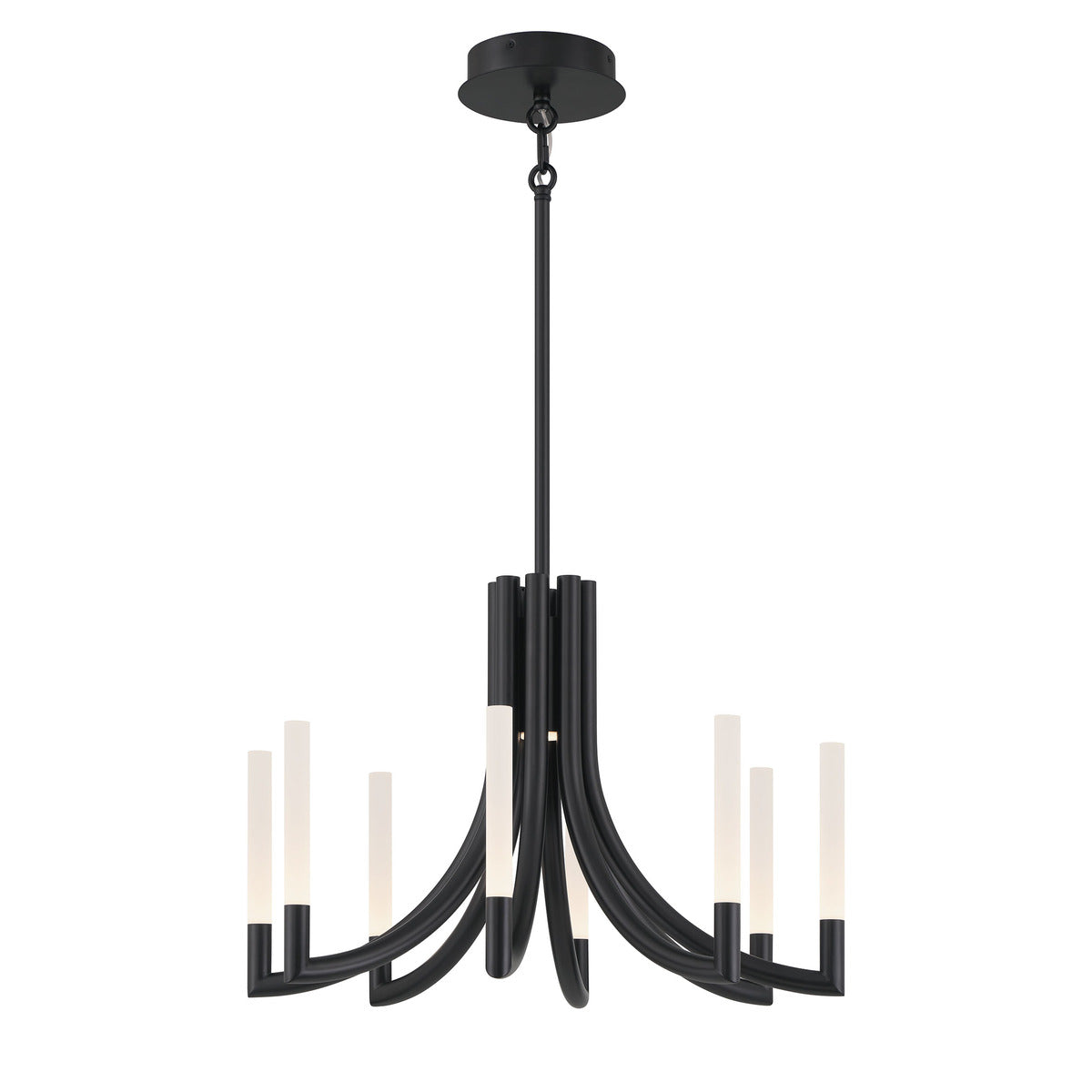 Eurofase Lighting Olette 24" 8-Light Integrated LED Acrylic Shade Matte Black Steel Chandelier