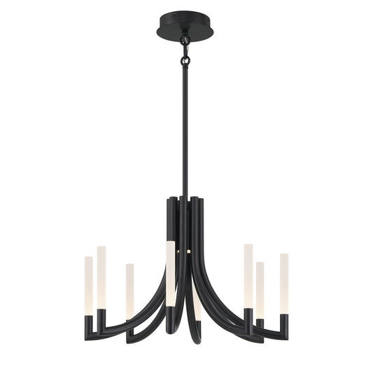 Eurofase Lighting Olette 24" 8-Light Integrated LED Acrylic Shade Matte Black Steel Chandelier