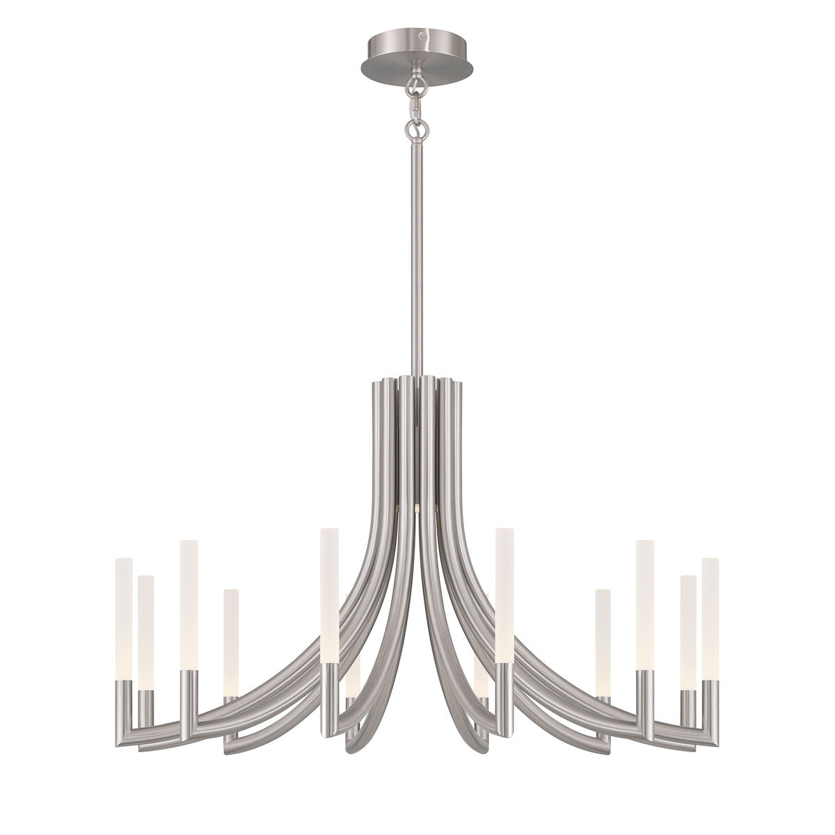 Eurofase Lighting Olette 36" 12-Light Integrated LED Acrylic Shade Brushed Nickel Steel Chandelier