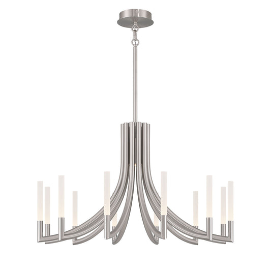 Eurofase Lighting Olette 36" 12-Light Integrated LED Acrylic Shade Brushed Nickel Steel Chandelier