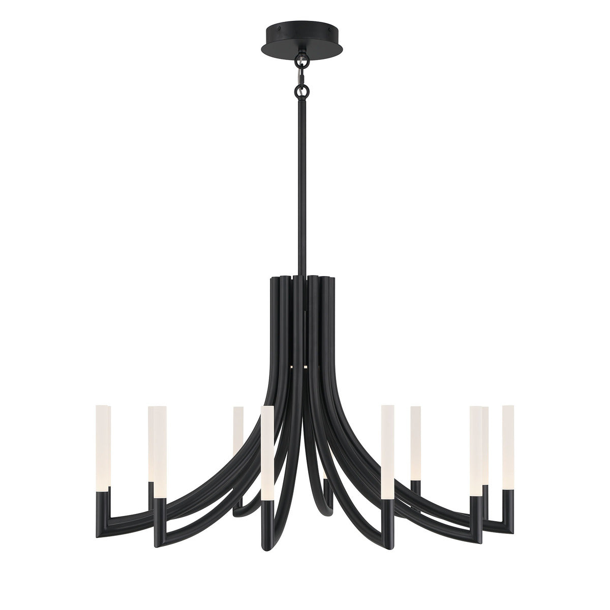 Eurofase Lighting Olette 36" 12-Light Integrated LED Acrylic Shade Matte Black Steel Chandelier