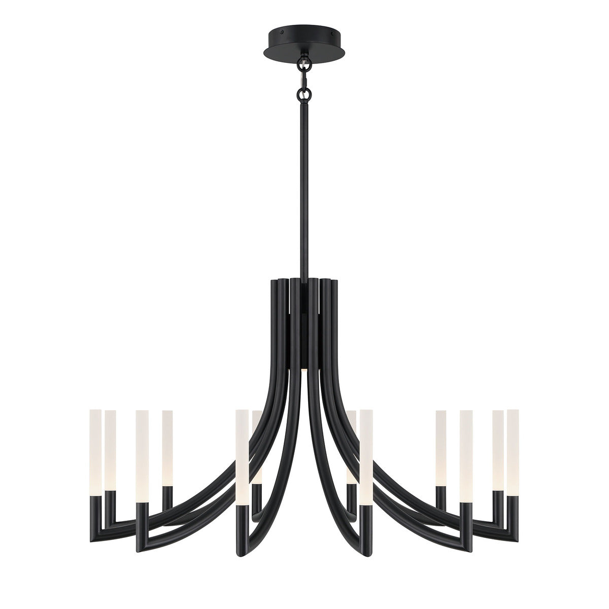 Eurofase Lighting Olette 36" 12-Light Integrated LED Acrylic Shade Matte Black Steel Chandelier