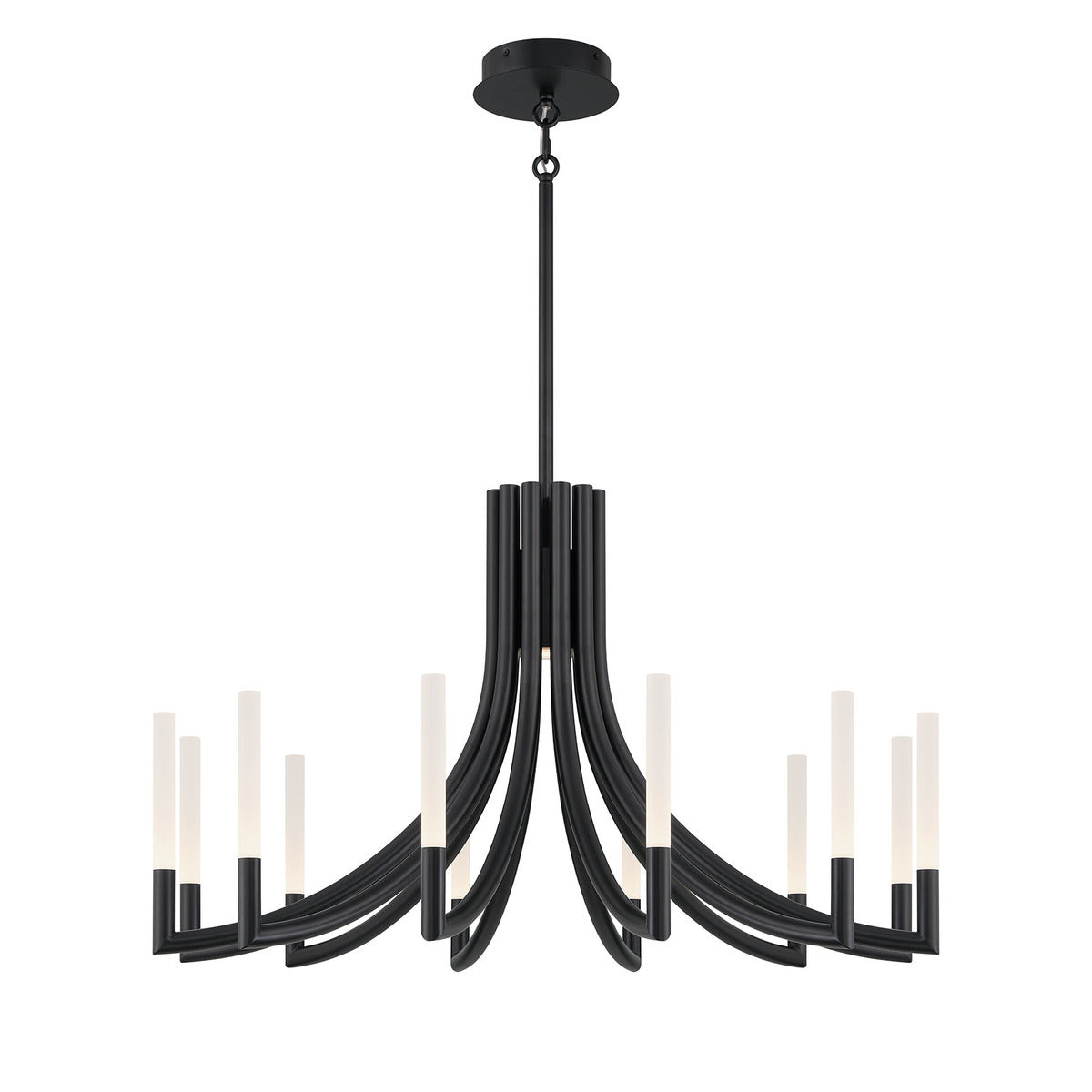 Eurofase Lighting Olette 36" 12-Light Integrated LED Acrylic Shade Matte Black Steel Chandelier