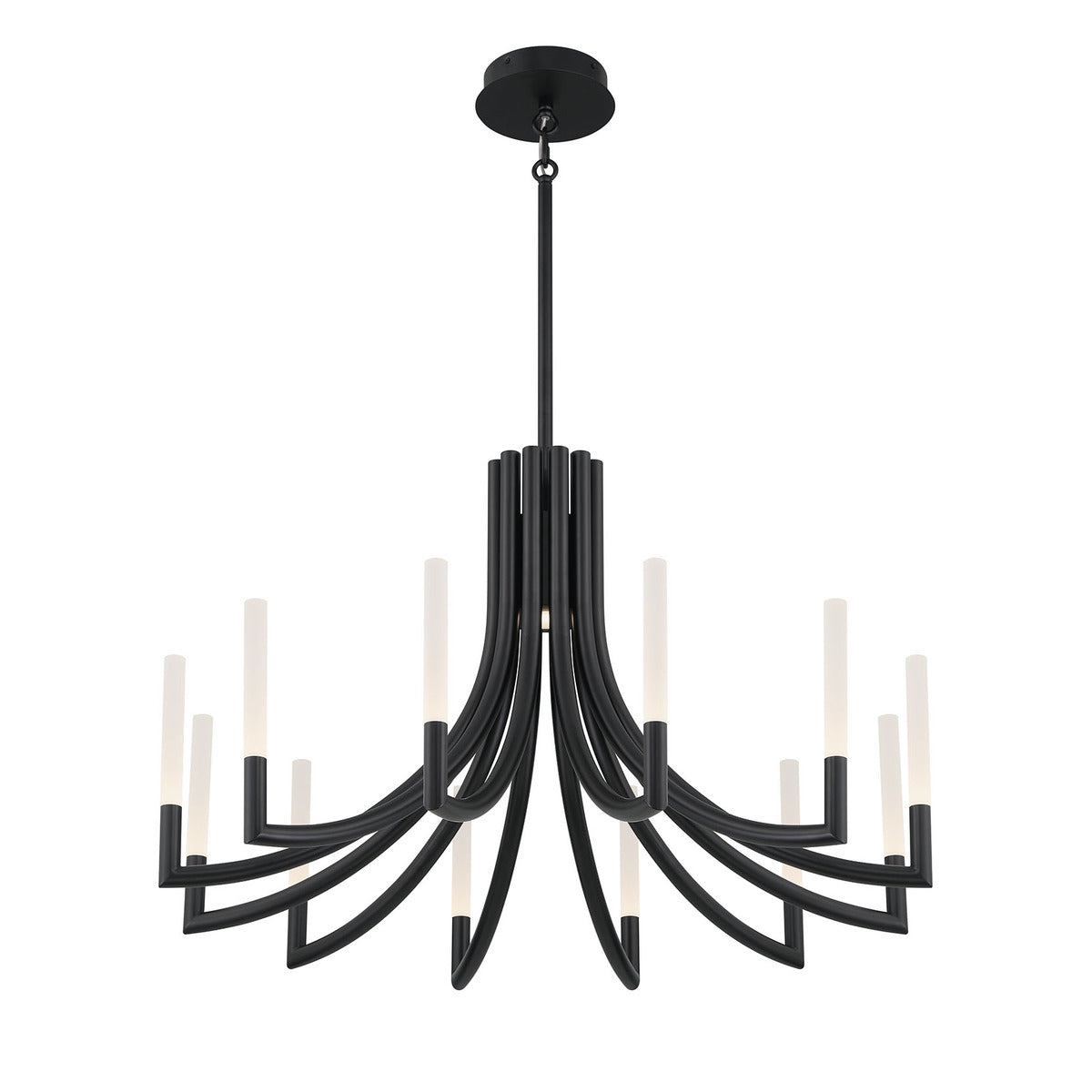 Eurofase Lighting Olette 36" 12-Light Integrated LED Acrylic Shade Matte Black Steel Chandelier