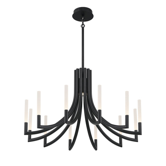 Eurofase Lighting Olette 36" 12-Light Integrated LED Acrylic Shade Matte Black Steel Chandelier