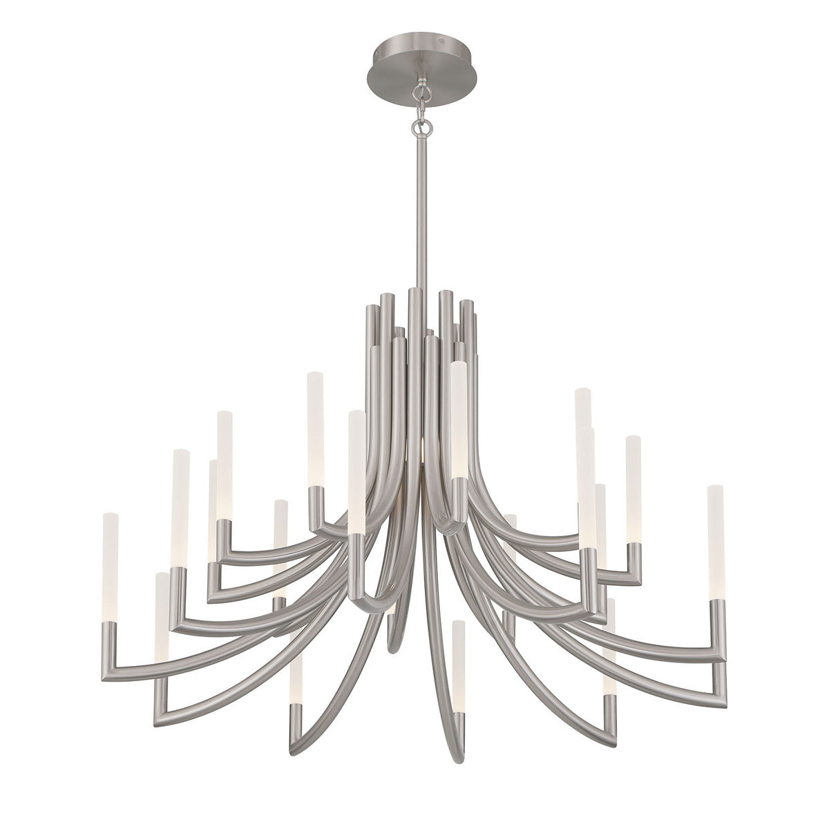 Eurofase Lighting Olette 42" 2-Tier 20-Light Integrated LED Acrylic Shade Brushed Nickel Steel Chandelier
