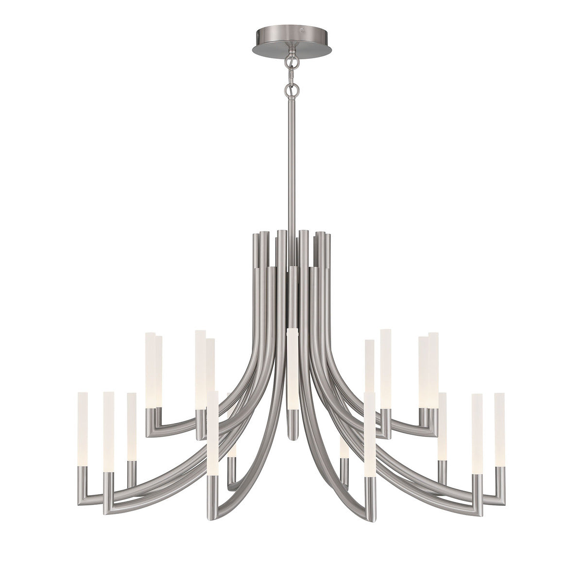 Eurofase Lighting Olette 42" 2-Tier 20-Light Integrated LED Acrylic Shade Brushed Nickel Steel Chandelier