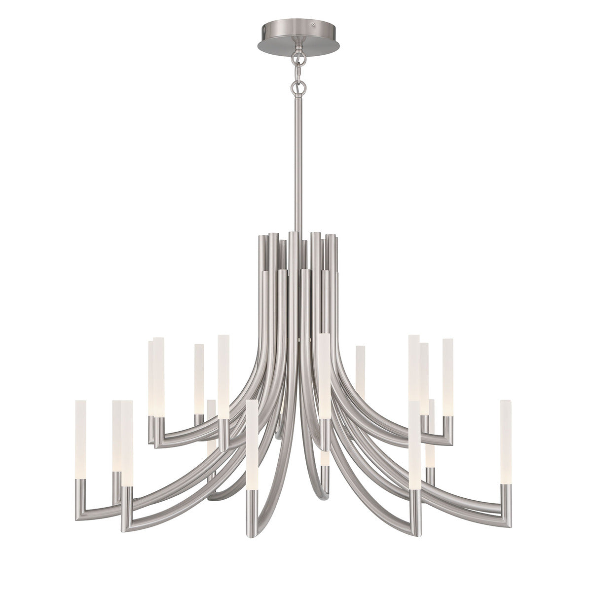 Eurofase Lighting Olette 42" 2-Tier 20-Light Integrated LED Acrylic Shade Brushed Nickel Steel Chandelier