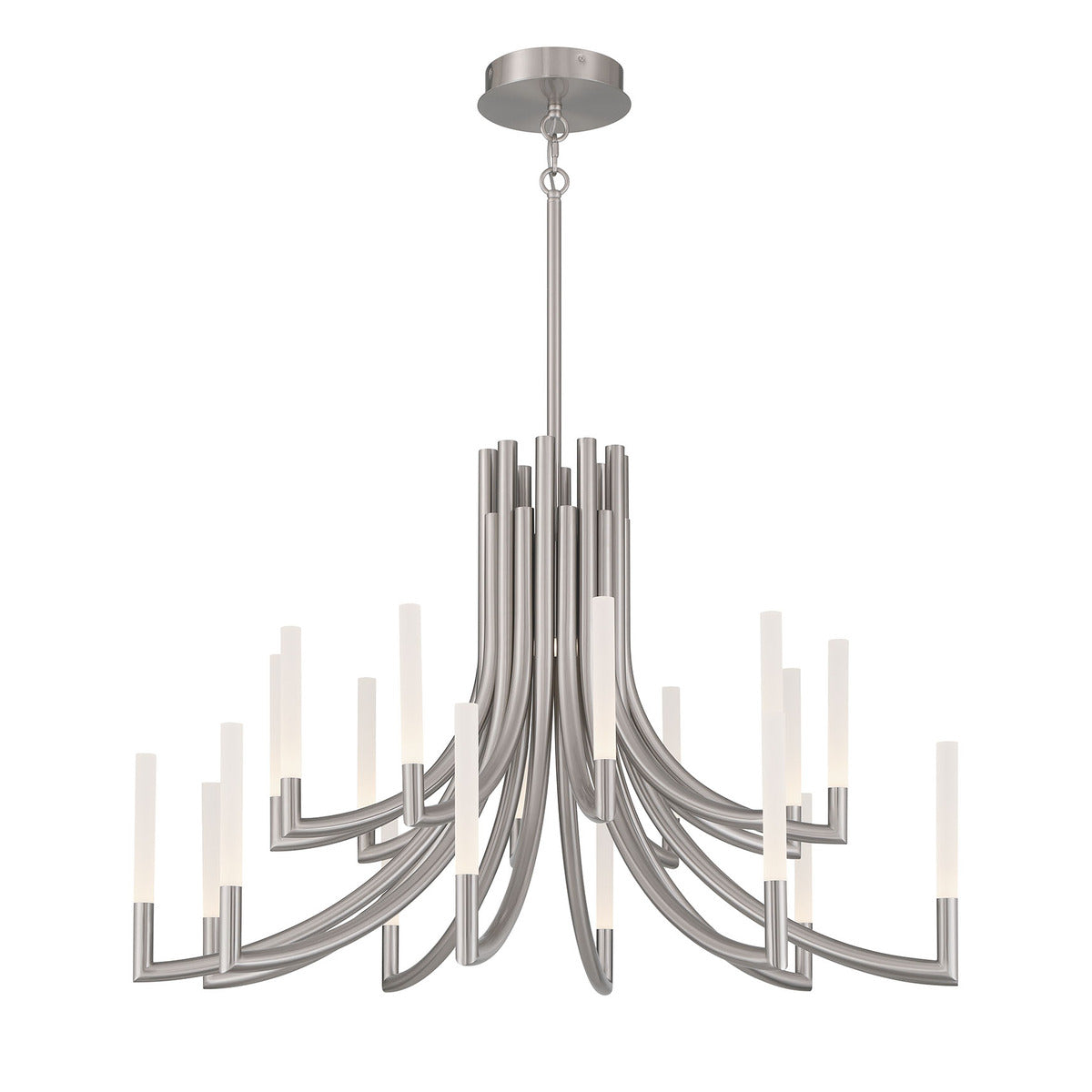 Eurofase Lighting Olette 42" 2-Tier 20-Light Integrated LED Acrylic Shade Brushed Nickel Steel Chandelier
