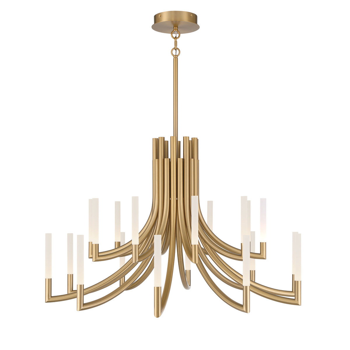 Eurofase Lighting Olette 42" 2-Tier 20-Light Integrated LED Acrylic Shade Gold Steel Chandelier