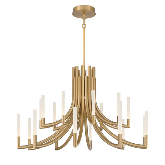 Eurofase Lighting Olette 42" 2-Tier 20-Light Integrated LED Acrylic Shade Gold Steel Chandelier