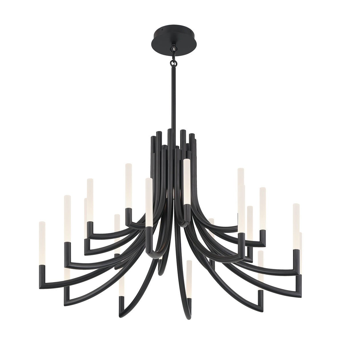 Eurofase Lighting Olette 42" 2-Tier 20-Light Integrated LED Acrylic Shade Matte Black Steel Chandelier