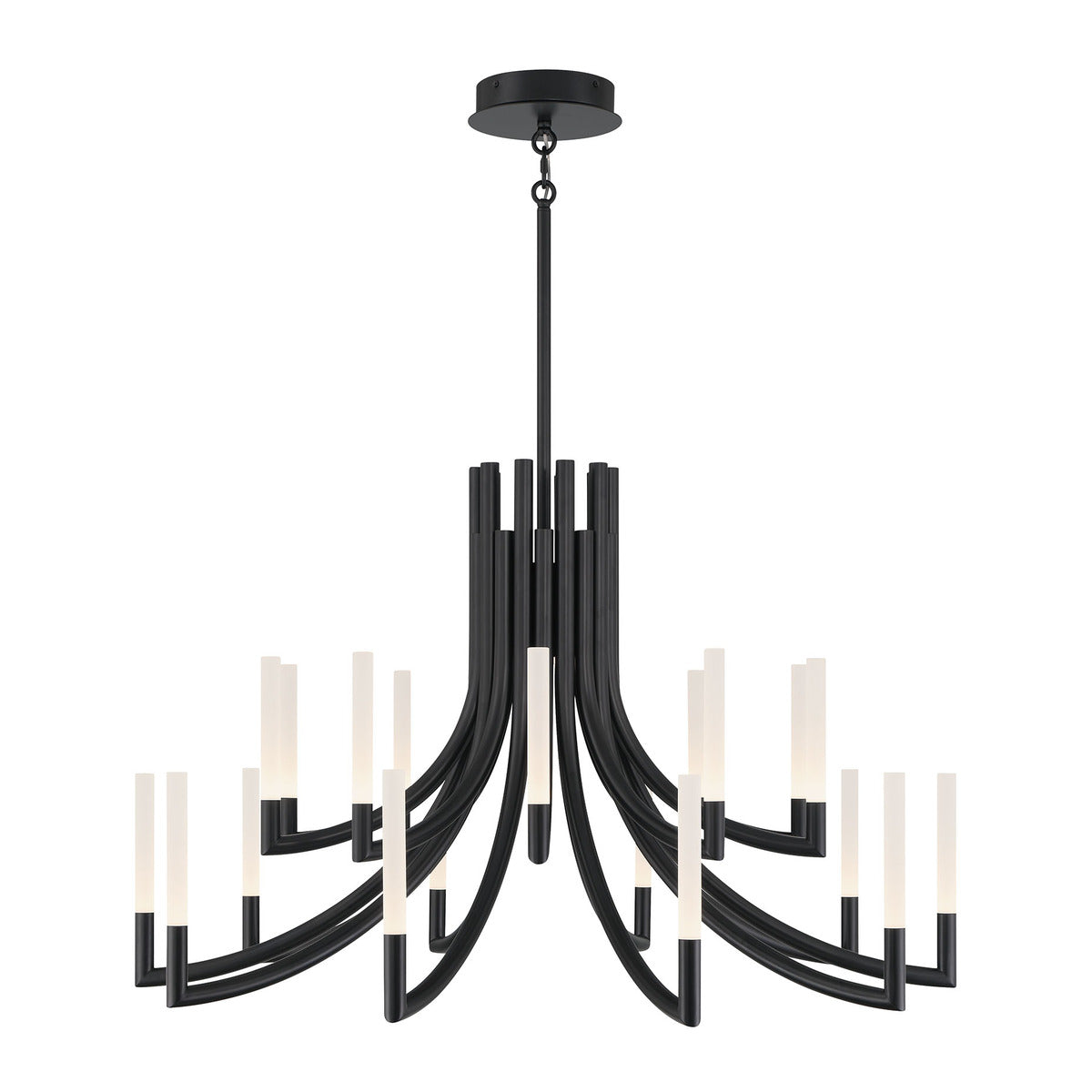 Eurofase Lighting Olette 42" 2-Tier 20-Light Integrated LED Acrylic Shade Matte Black Steel Chandelier