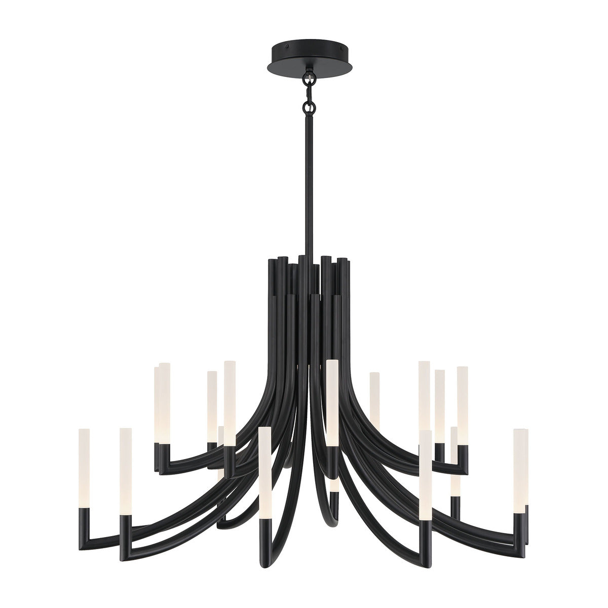 Eurofase Lighting Olette 42" 2-Tier 20-Light Integrated LED Acrylic Shade Matte Black Steel Chandelier