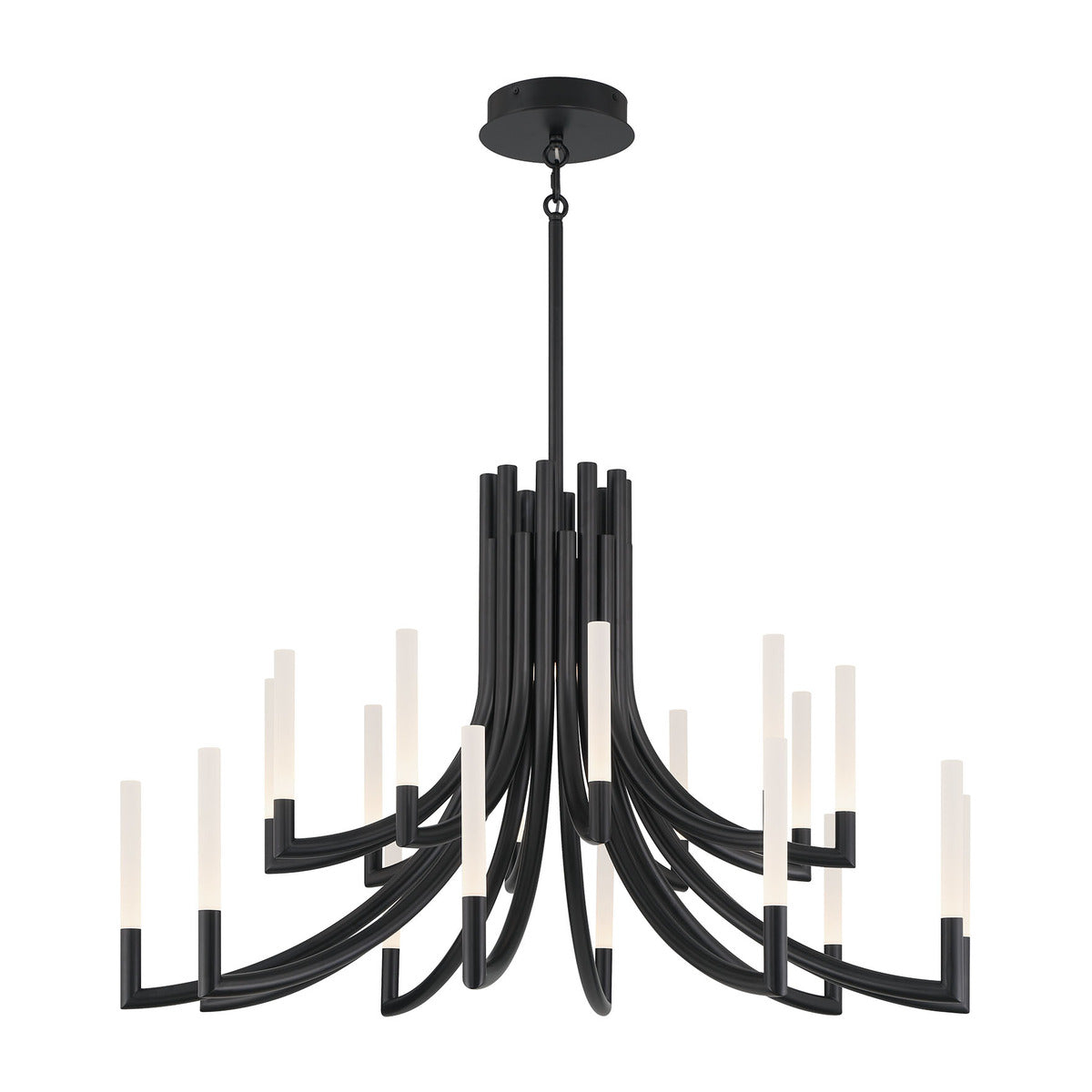 Eurofase Lighting Olette 42" 2-Tier 20-Light Integrated LED Acrylic Shade Matte Black Steel Chandelier