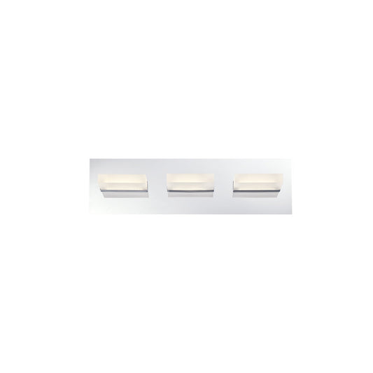 Eurofase Lighting Olson 18" 3-Light Dimmable Integrated LED Chrome Metal Bath Bar With Frosted Acrylic Shades