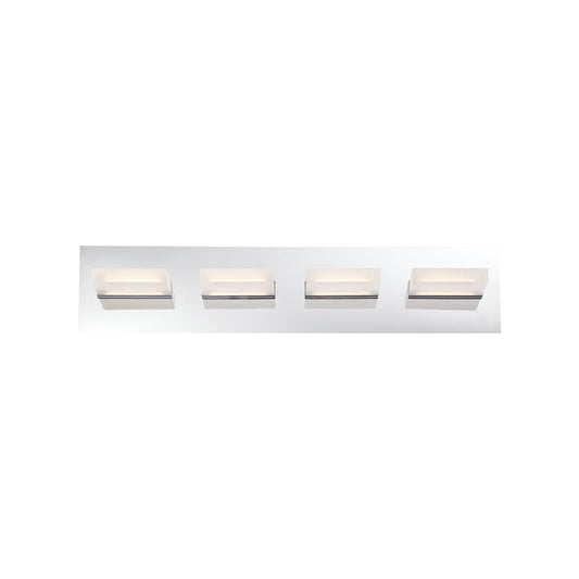 Eurofase Lighting Olson 24" 4-Light Dimmable Integrated LED Chrome Metal Bath Bar With Frosted Acrylic Shades