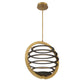 Eurofase Lighting Ombra 22" 2-Light Dimmable Integrated LED Brass Metal Chandelier With Black Strip Accent Shade