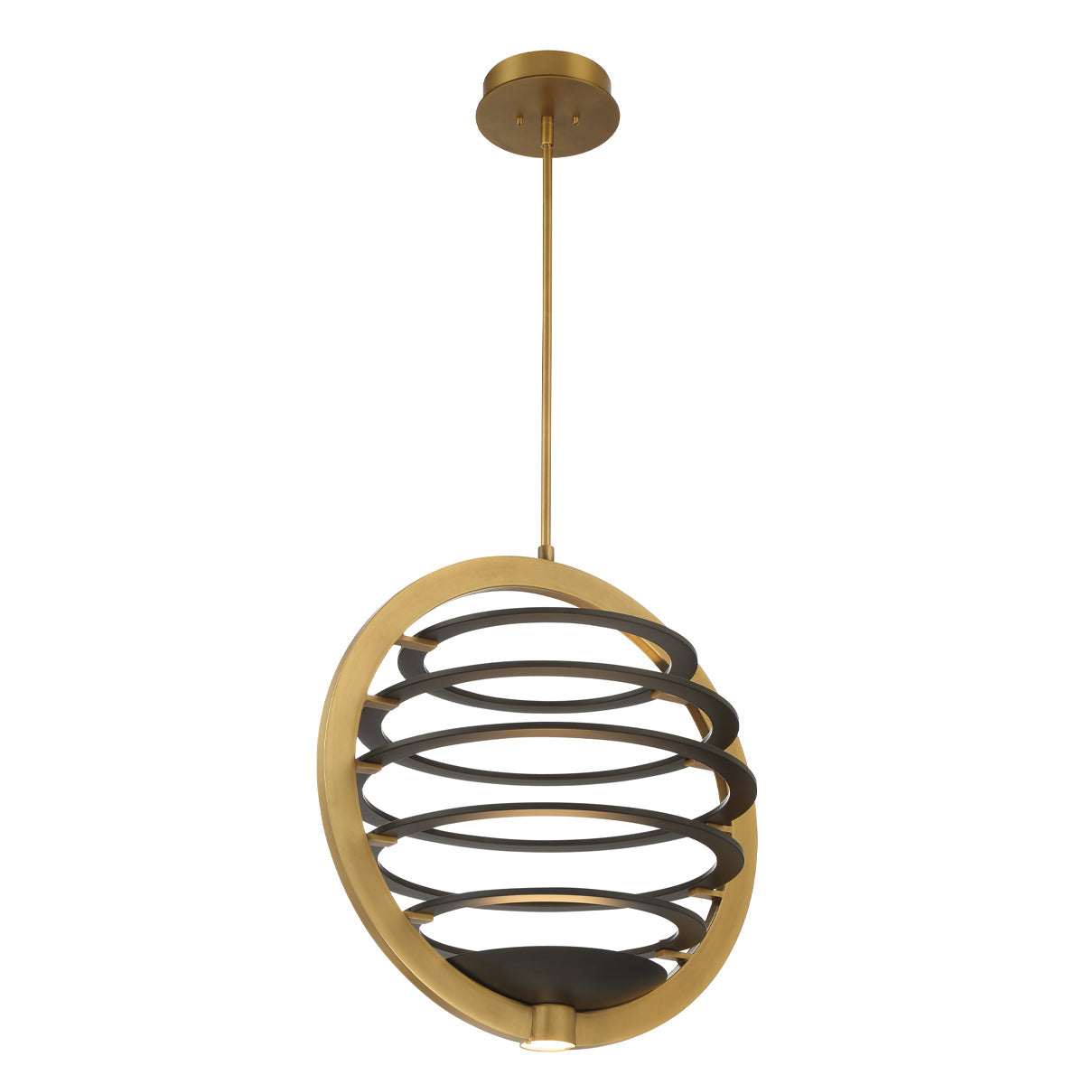 Eurofase Lighting Ombra 30" 2-Light Dimmable Integrated LED Brass Metal Chandelier With Black Strip Accent Shade