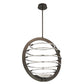 Eurofase Lighting Ombra 30" 2-Light Dimmable Integrated LED Dark Bronze Metal Chandelier With Polished Nickel Strip Accent Shade