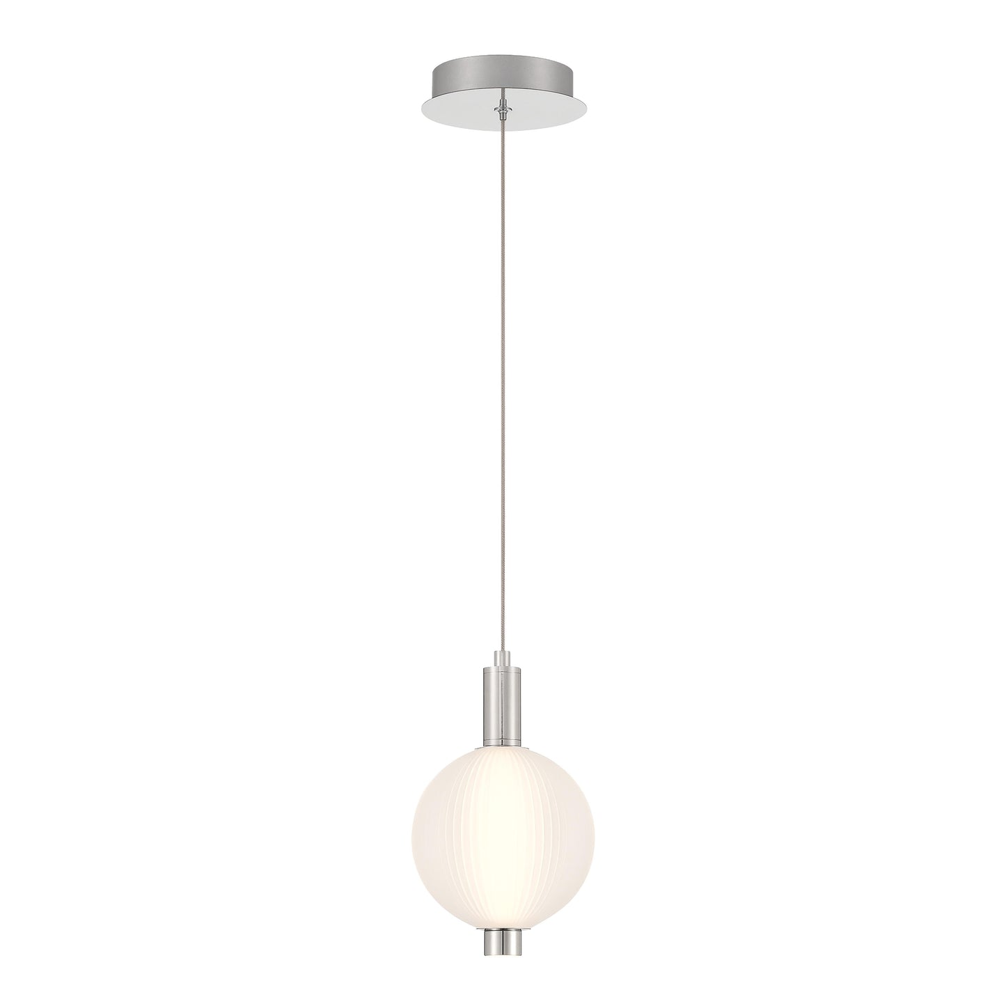 Eurofase Lighting Palmas 10" 1-Light Integrated LED Frosted Glass Shade Polished Nickel Mini Pendant Light