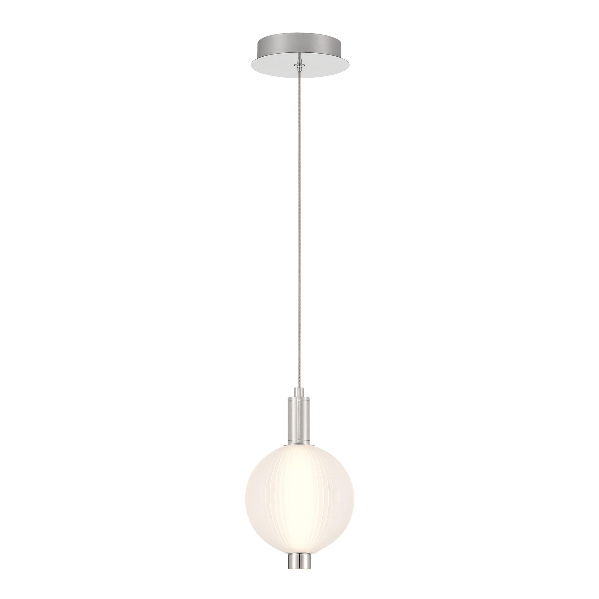 Eurofase Lighting Palmas 10" 1-Light Integrated LED Frosted Glass Shade Polished Nickel Mini Pendant Light